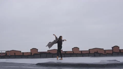 Beautiful Dancer On Rooftop Stock Footage 208747168