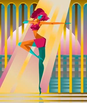 Beautiful dancer training a stance scene Ilustración de archivo