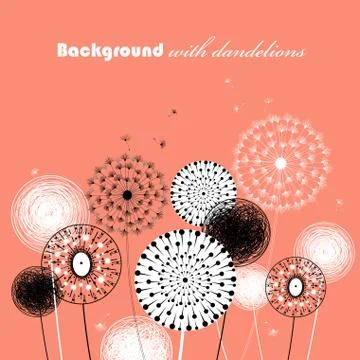 Beautiful dandelions Stock Illustration