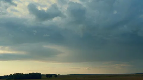 Beautiful Dark Grey Cloudy Weather. Dark Cloudscape Storm Disaster Gloomy Gray Stock Footage 263003074