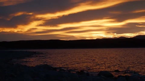 Beautiful dark lake at sunset Stock Footage 140611071