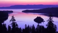 A Beautiful Dawn Establishing Shot Of Emerald Bay At Lake Tahoe. Stock Footage
