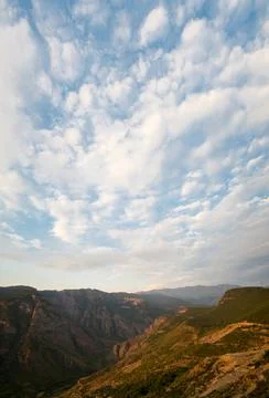 A beautiful dawn over the mountains in Tatev Fotos de archivo