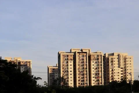 Beautiful day time full apartment view HD Stock Photos