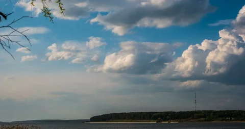 Beautiful daytime timelapse of clouds over the winter landscape, city of Izhevsk Stock Footage 90420169