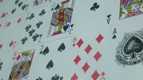 Beautiful deck of poker cards on the table Stock Footage 89543346