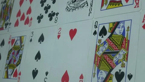 Beautiful deck of poker cards on the table in the casino Stock Footage 89543383