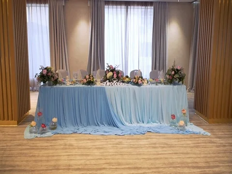 Beautiful decorated hall for wedding Stock Footage 80229554