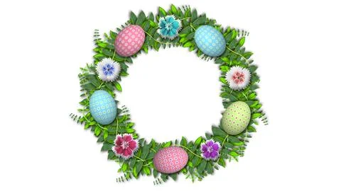 Beautiful decoration for easter holiday on white background with wild plant.. Stock Illustration