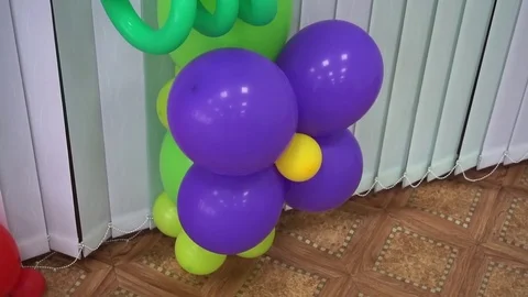 Beautiful decoration of the hall with balloons Stock Footage 76089792