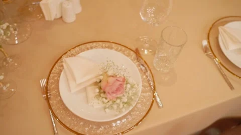 Beautiful decoration for the wedding table. Stock Footage 146243325