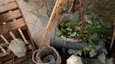 Beautiful , Decorative candlestick with basket. Stock Footage 129510306