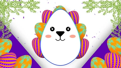 Beautiful decorative Easter animation with purple shape Stock Footage 234106442