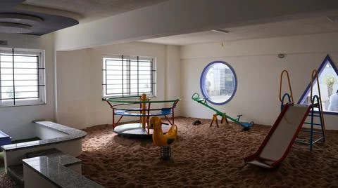 Beautiful Decorative Play Elements in School. Kids Play Room. Stock Photos