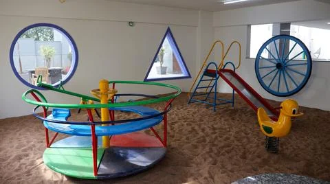 Beautiful Decorative Play Elements in School. Kids Play Room. Stock Photos