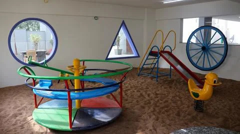 Beautiful Decorative Play Elements in School. Kids Play Room. Stock Photos