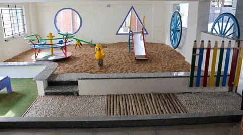 Beautiful Decorative Play Elements in School. Kids Play Room. Stock Photos