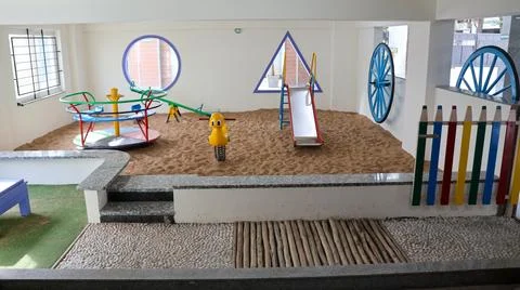 Beautiful Decorative Play Elements in School. Kids Play Room. Stock Photos