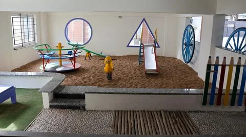 Beautiful Decorative Play Elements in School. Kids Play Room. Foto stock