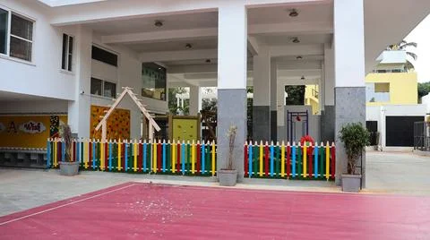 Beautiful Decorative Play Elements in School. Kids Play Room. Indian School. Stock Photos