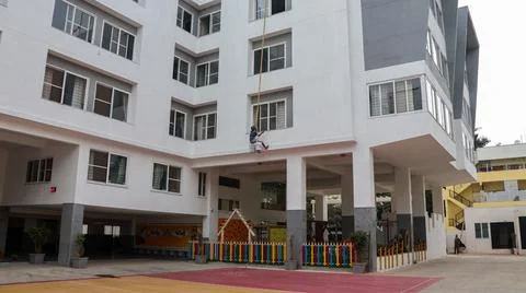 Beautiful Decorative Play Elements in School. Kids Play Room. Indian School. Stock Photos