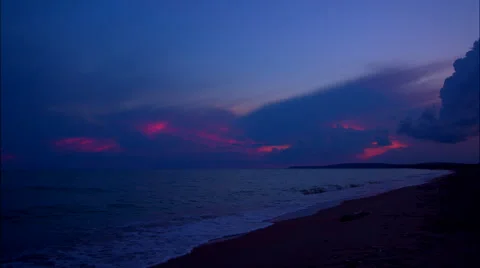 Beautiful deep blue sunset on the beach Stock Footage 51163034