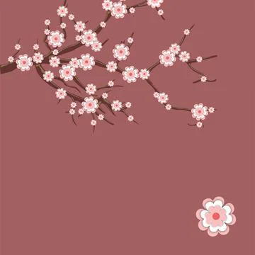 Beautiful, delicate background for postcards and graphic works. A branch with Stock Illustration