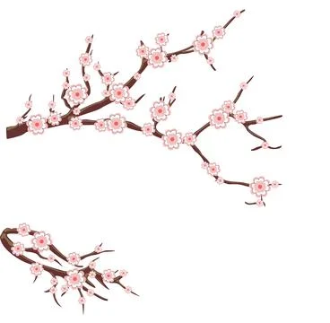 Beautiful, delicate background for postcards and graphic works. A branch with Stock Illustration