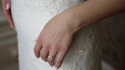 Beautiful delicate hands of the bride Stock Footage 81320385