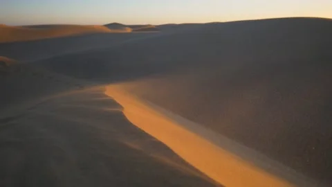 Beautiful desert dunes, sand pattern, golden sand of Maspalomas on Gran Canaria Stock Footage 130967704