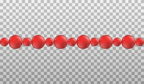 Beautiful design element from glass red beads a realistic 3d vector illustration Stock Illustration