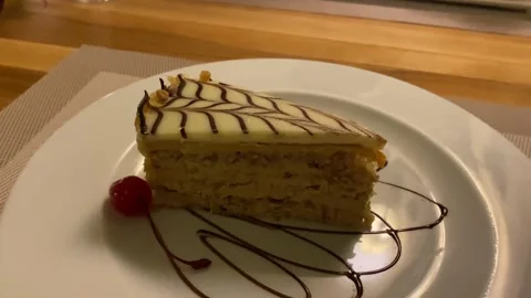 Beautiful dessert in the restaurant Stock Footage 149668484