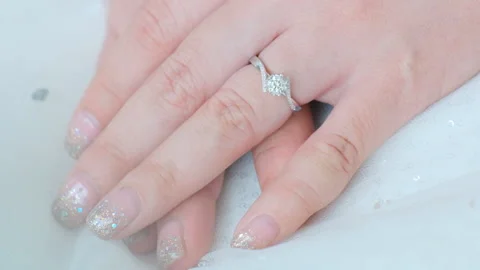 Beautiful diamond ring in the hand  Video stock 172424721