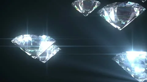 Beautiful Diamonds flying with Matte in Looped animation. HD 1080. Stock Footage