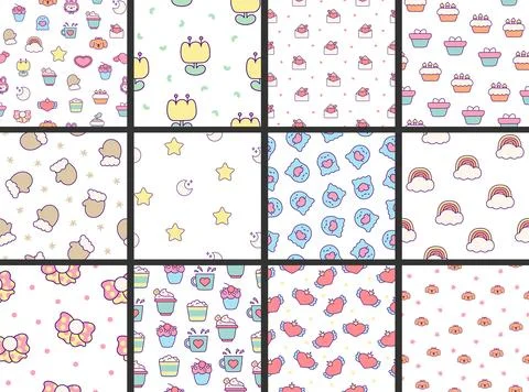 Beautiful different elements. Seamless pattern. Stock Illustration