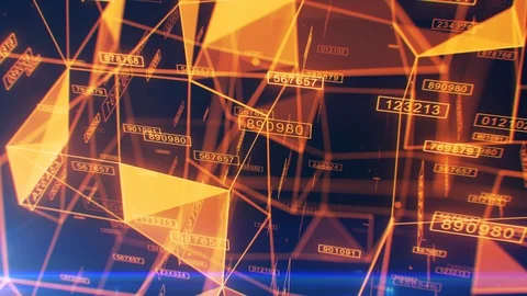 Beautiful Digital Abstract Network Working Process. Moving Through the Grid with Stock Footage 129303782