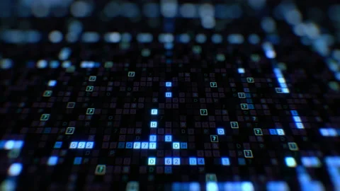 Beautiful Digital Code Hexadecimal Big Data Blue Color Moving on Screen Seamless Stock Footage 101654910