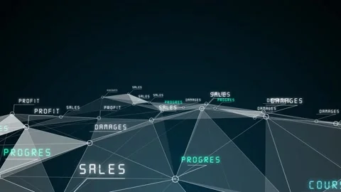 Beautiful Digital Interface with Icons and Links Growing over the Business Stock Footage 97750272