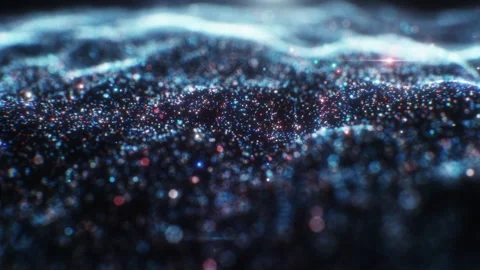 Beautiful Digital Waves Made of Blue and Red Dots, Flickering Lights of Stock Footage 270170146