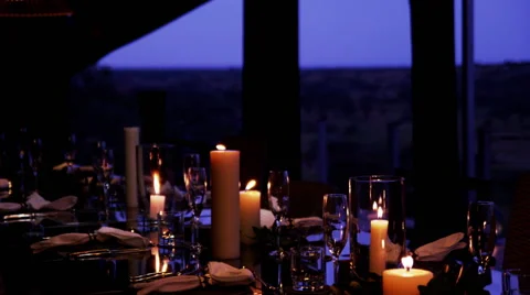 Beautiful Dinner Table Setup with Candles Stock-Footage 41611965