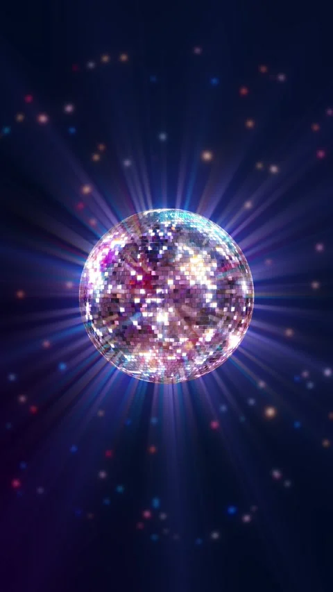 Beautiful Disco Ball Shining Rainbow Color Light Beams In Outer Space - 4K VJ 3D Stock Footage 333901556