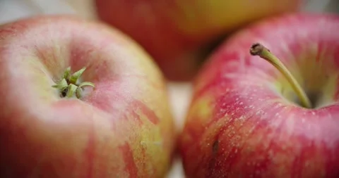 Beautiful Display of Fresh Red Apples in a Glass Bowl Stock-Footage 300599798