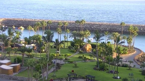 Beautiful dock with green vegetation Stockbeeldmateriaal 80230634