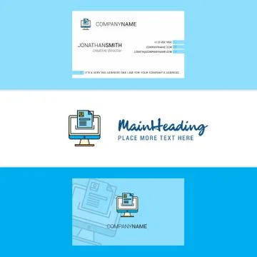 Beautiful Document in computer Logo and business card. vertical Design Vector Stock Illustration