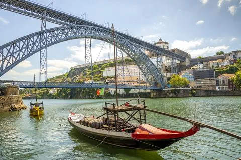 Beautiful Dom Luis I bridge over Douro river in Porto, Portugal Stock Photos