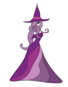 Beautiful doodle witch Stock Illustration