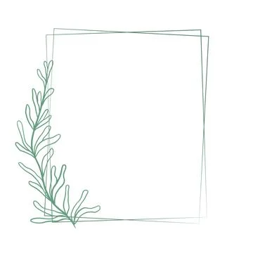 Beautiful double rectangular frame with a graceful elongated branch. Stock Illustration