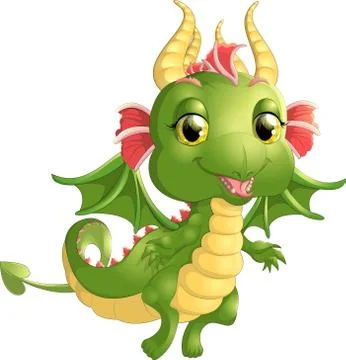 Beautiful dragon on a white background Stock Illustration