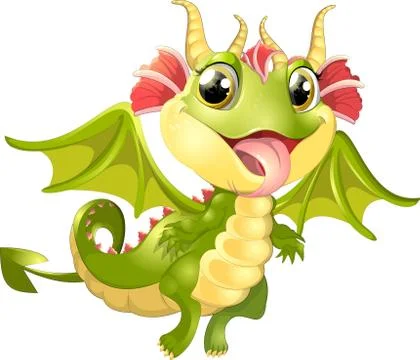 Beautiful dragon on a white background Stock Illustration