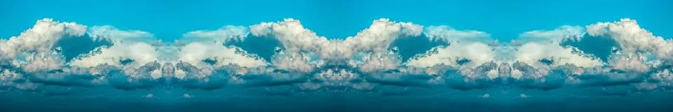 Beautiful dramatic clouds with blue sky background. Nature weather, panoramic Stock Photos